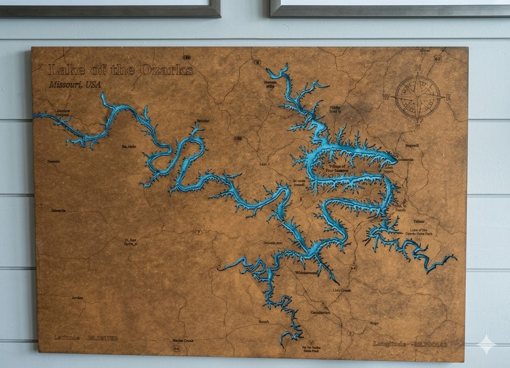 Lake of the Ozarks Wood Map - Blume Co. Creations