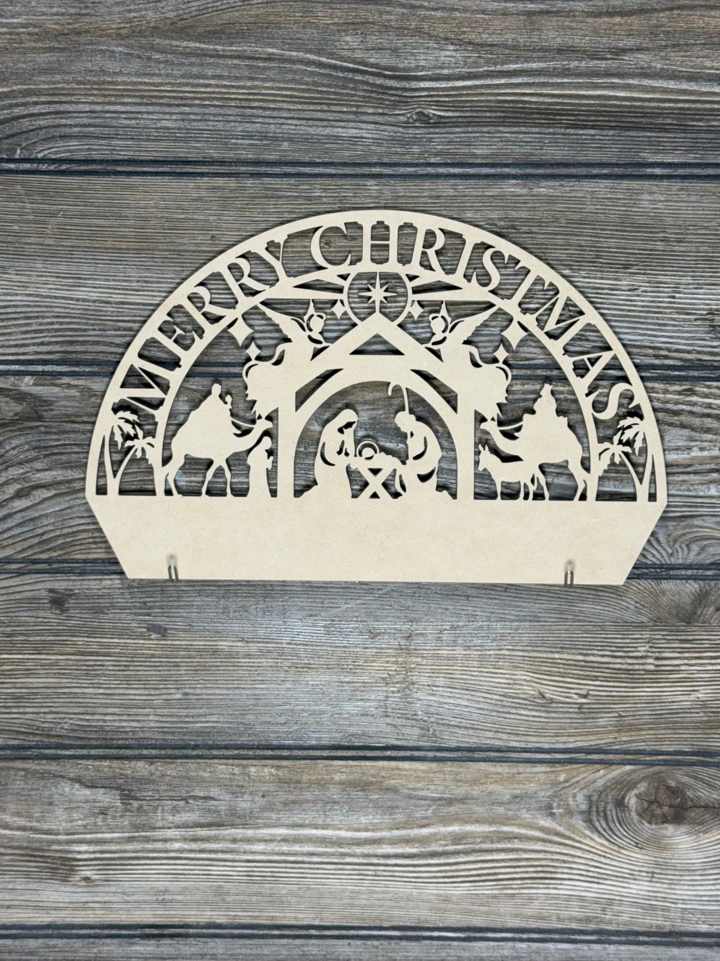 Interchangeable Topper Merry Christmas Nativity-Unfinished - Blume Co. Creations