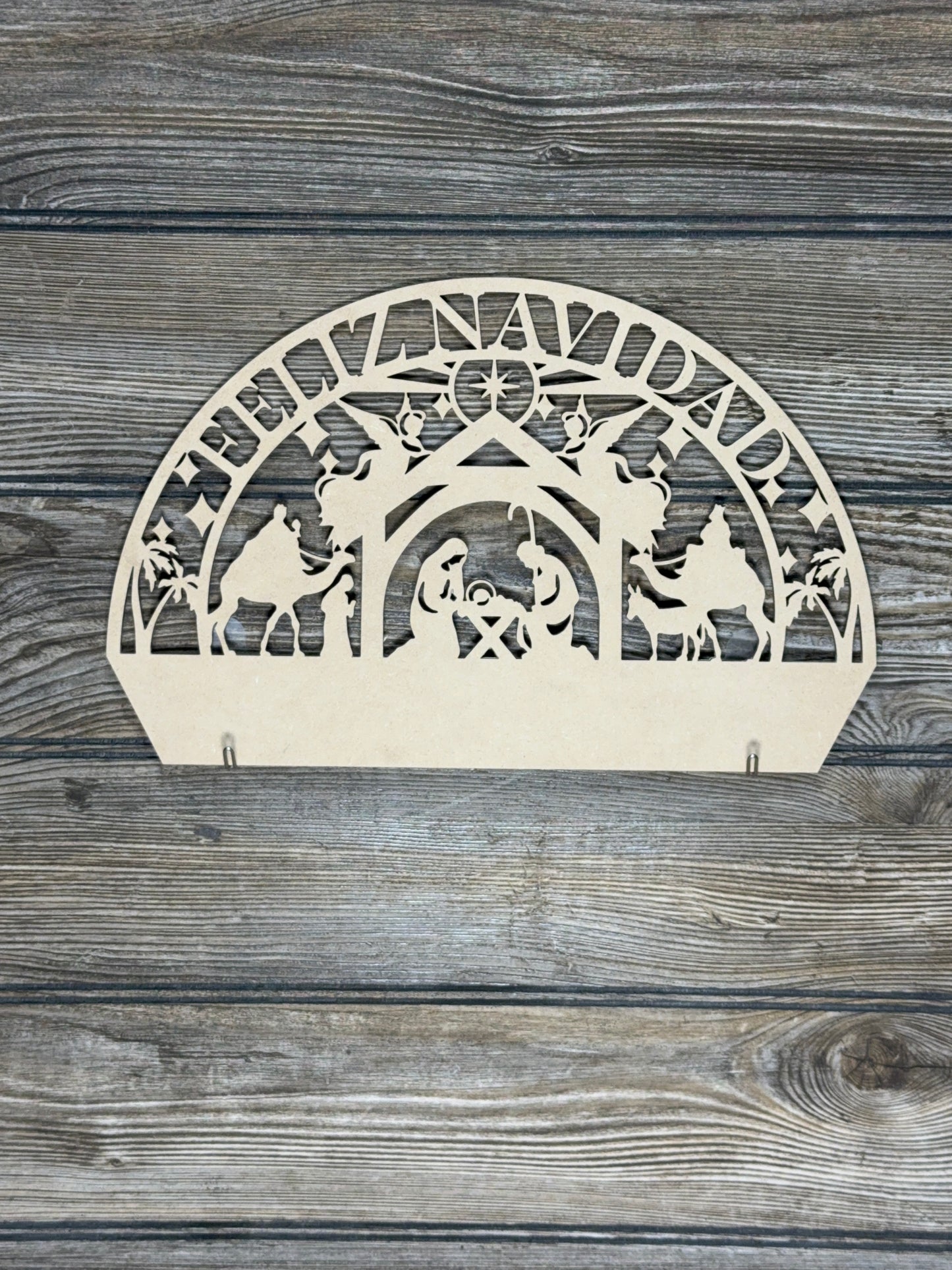 Interchangeable Topper Feliz Navidad Nativity-Unfinished - Blume Co. Creations