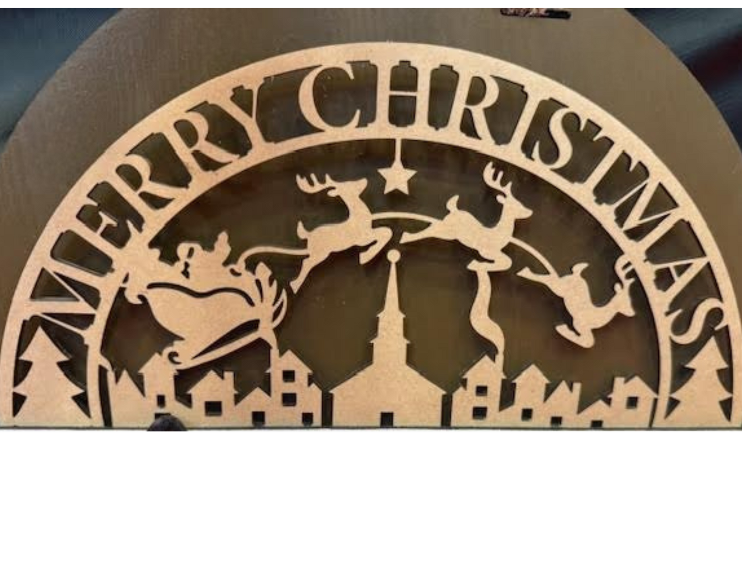 Interchangeable Topper Merry Christmas Santa and Sleigh-Unfinished - Blume Co. Creations