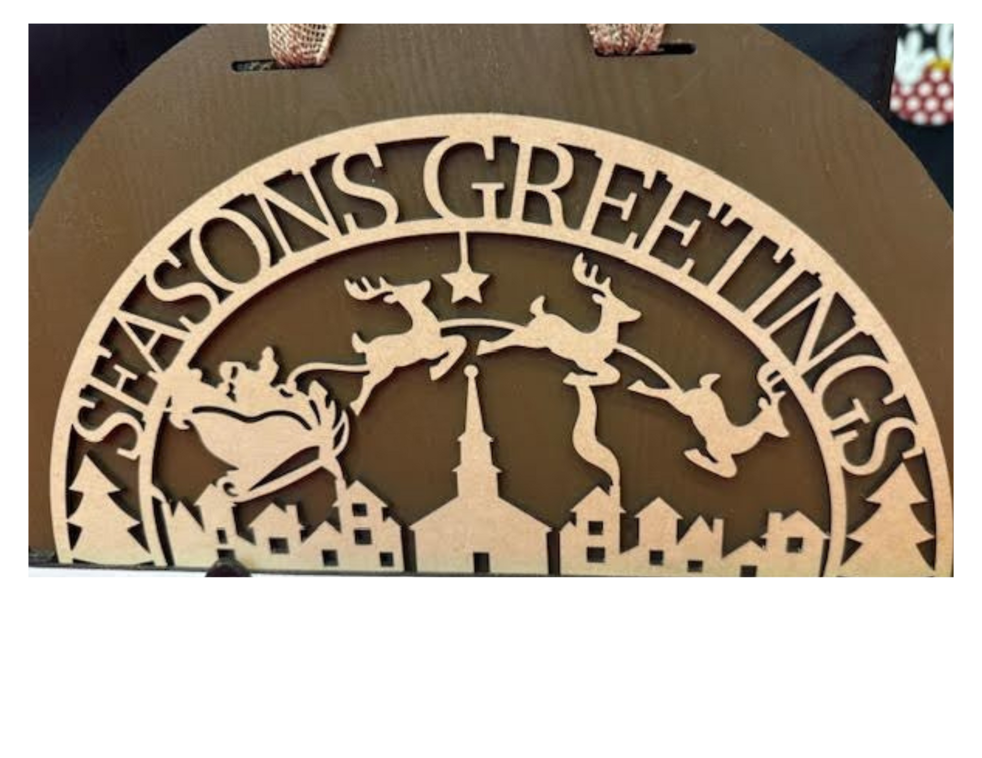 Interchangeable Topper Seasons Greetings Santa with Sleigh-Unfinished - Blume Co. Creations