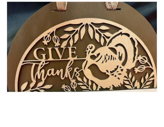 Interchangeable Topper Give Thanks Turkey-Unfinished - Blume Co. Creations